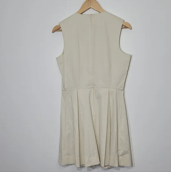 & Others Stories Ivory Cotton Pleated Bottom Pockets Business Zipper Back Sz 40 - Picture 9 of 13